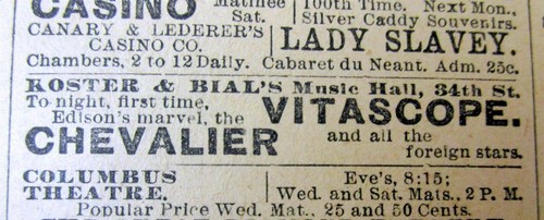 1896 newspaper 1st movie - movie, ad