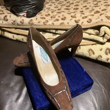 Vintage Ivory Of Bond Street Brown Suede Court Shoes Size 39