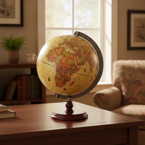 Antique globe 25cm rotating - globe,