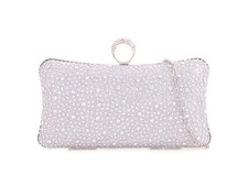 Silver Diamanté Jewelled Baguette Clutch Bag