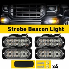 4x White Amber 12LED Strobe