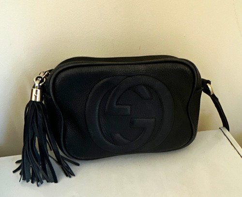 Gucci black pebbled - black, leather