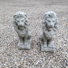 stone garden pair of left and right lion garden ornament, pier cap gate keepers
