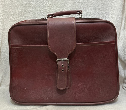 Vintage brown leather suitcase - vintage,