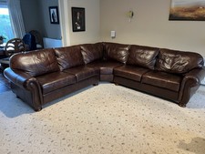 Genuine Leather Chocolate Brown   Corner Suite In Excellent Condition