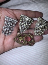 4 Vintage Dress Clips Art Deco