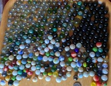 1.5kg Vintage Glass Marbles Milk Glass Iridescent Cats Eye Assortment Joblot