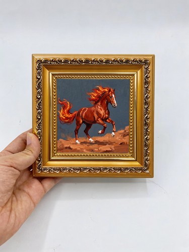 Chestnut running horse oil - running,