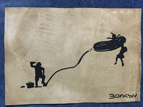 Banksy drawing and painting - drawing,