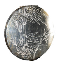 VINTAGE SOLID STERLING SILVER 8 CM POWDER COMPACT, 150g TOTAL WEIGHT