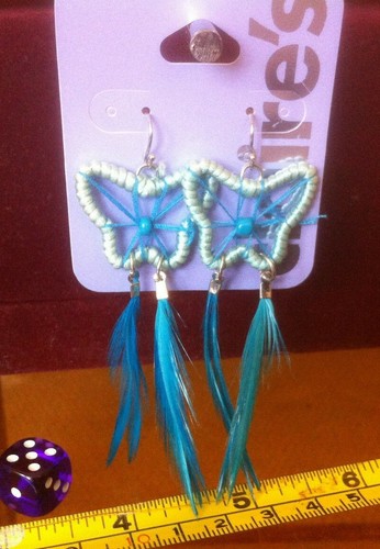 Earrings blue butterfly - earrings,