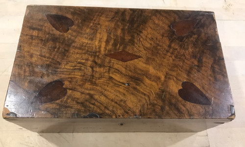 Antique wooden box hearts - antique,