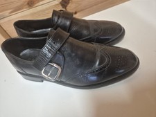 Samuel Windsor Black Leather Brogue Buckle Classic Formal Dress Shoes UK 8