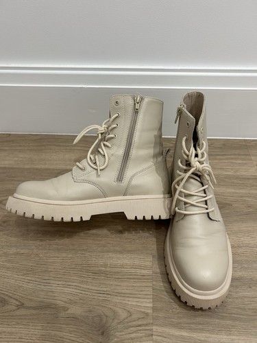 Zara cream chunky boots - cream,