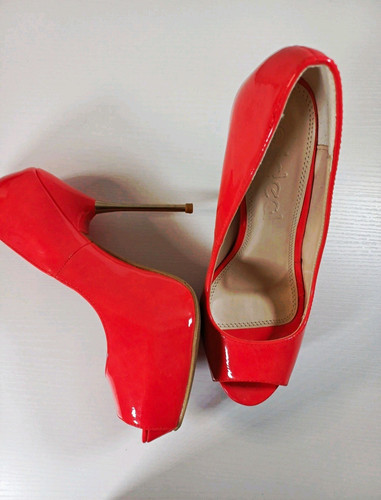 Ideal red patent peep toe - patent,