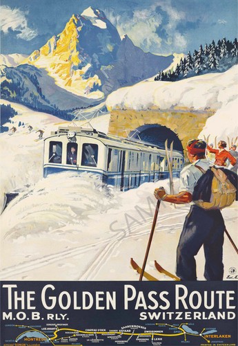 Vintage poster winter - winter, skiing