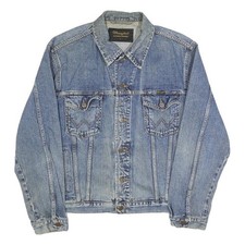 WRANGLER Mens Blue Denim Western Jacket M Cotton Button Closure Classic Fit