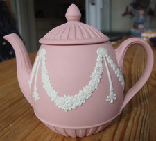 Vintage Wedgwood Pink Jasperware Minature Teapot.