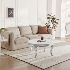 Skye Round White Marble Glass