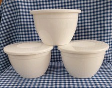 Set Of 3 White Plastic lidded