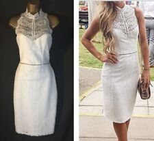 Lipsy White Bodycon Halter Dress 12 Lace Occasion Party Evening Hen do Halter