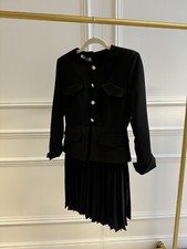 BNWT Black Suit dress Skirt Self Pearl Button Portrait Inspired 8 S Jacket Dress