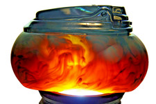 RONSON VARAFLAME AMBER BODY CORPUS - GAS TABLE LIGHTER VERY RARE 1960s L@@K