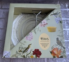 ROYAL HORTICULTURAL SOCIETY SINGLE TIER GLASS CUP CAKE STAND - no cup cake mix