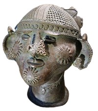 African Benin Bronze Head Bust Nigeria Cast bronze or copper  