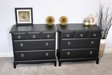 Pair of Stag Minstrel 5 Drawer Chests in Black - FREE Delivery 5DP