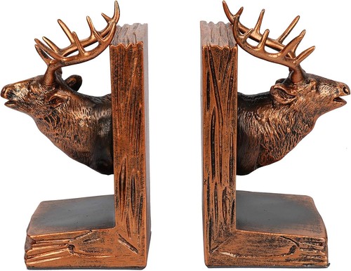 Pristine stag book - ends, bronze
