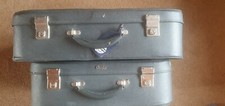 Vintage Original Antler Blue/Grey Suitcases Travel 2 Piece Luggage Set 40/50s