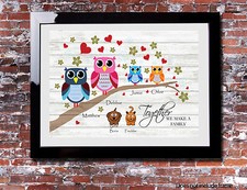 Personalised FAMILY Branch Owl