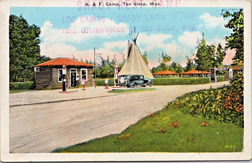 Postcard ten sleep wyoming - ten, gas