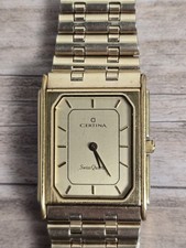 Vintage Men's Certina Watch Gold Tone Swiss Quartz New Battery