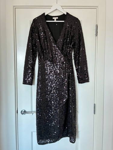 Black sequin wrap midi - black,