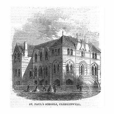 LONDON St Paul's Schools Clerkenwell - Antique Print 1861