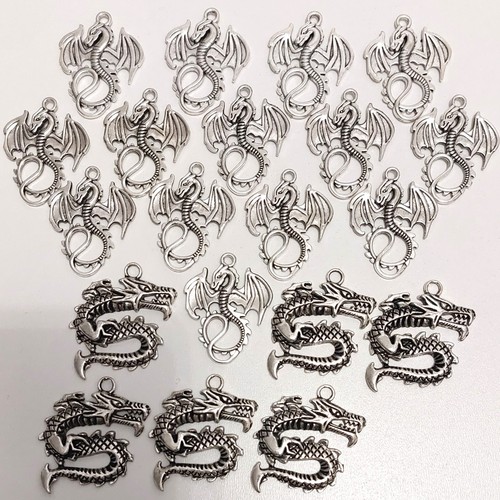 Silver dragon charms - dragon, x