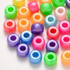 Pack of 100 Pearlized Mixed Colour Pony Beads - 9 x 6mm