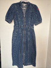 scamp and dude Denim Dress sz 10 blue Authentic Indigo Leopard Zip Detail Midi