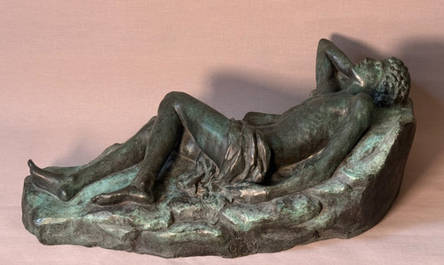 Antique large bronze male nude - bronze,