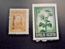ARGENTINA Postage Stamps Jose Hernandez 5c & 1c girasol green flower mnh