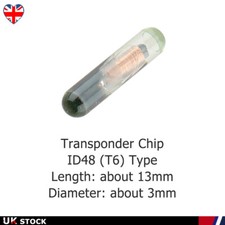 ID48 T6 Glass Transponder Car Key Chips For VW Golf Beetle Jetta Caddy Audi Seat