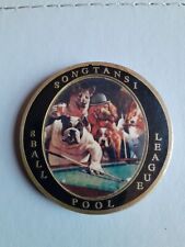   "DOGS PLAYING POOL" ,  DOUBLE SIDED. DOUBLE SIDED GOLF BALL MARKER