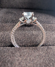 Designer Scott Kay Palladium Engagement Ring CZ Centre 0.25ct Diamond Size G 1/2