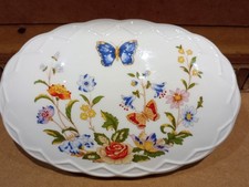 Aynsley Bone China Cottage Garden Oval Lidded Trinket Dish