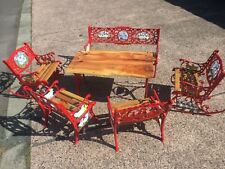Cast iron garden furniture set restored / refurbished. Childs Set 6 pieces