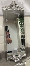 Cherub Wall Mirror Shabby Chic with Silver Scroll Ends Vanity Home Décor Gift