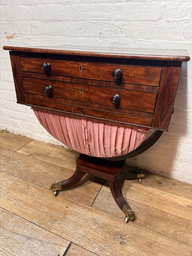 Regency mahogany work table - work,