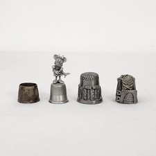 Lot x4 VTG Thimbles Pewter